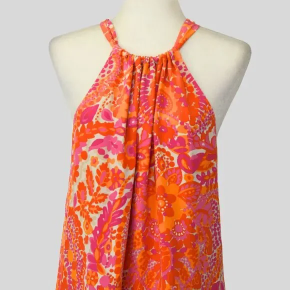 TRINA TURK Women's Peony Lined Tassel Trim Shift %100 Silk Dress Size 12 - Picture 5 of 11